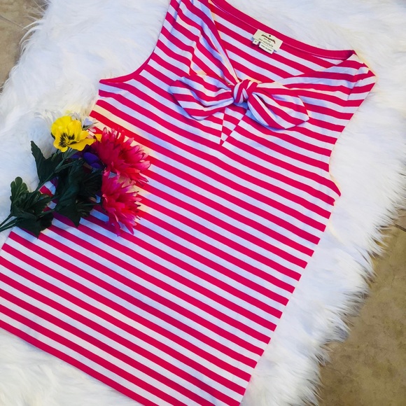 kate spade Tops - Kate Spade Pink & White Stripe Bow Top